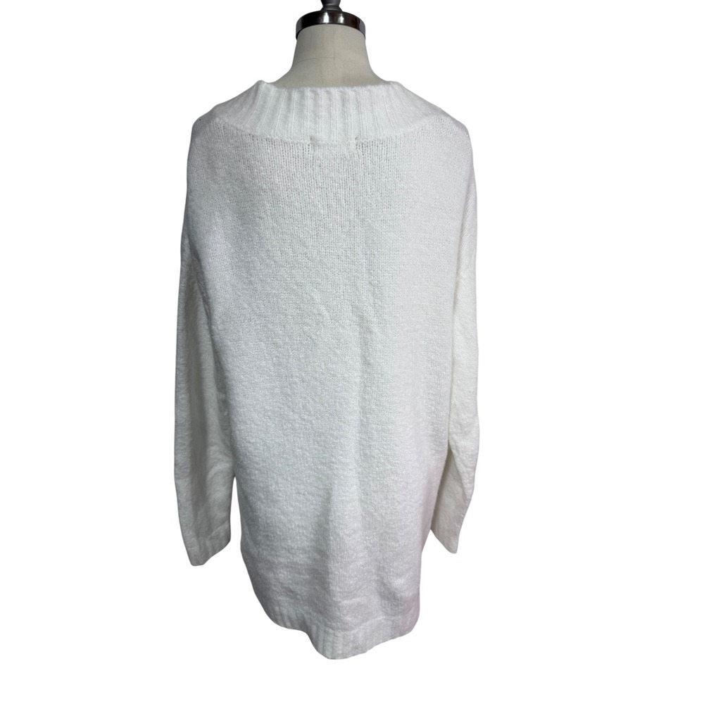 The Nines Medium White Sweater Tunic Women's V-Neck Long Sleeve Knit Boho Cozy - Picture 6 of 7
